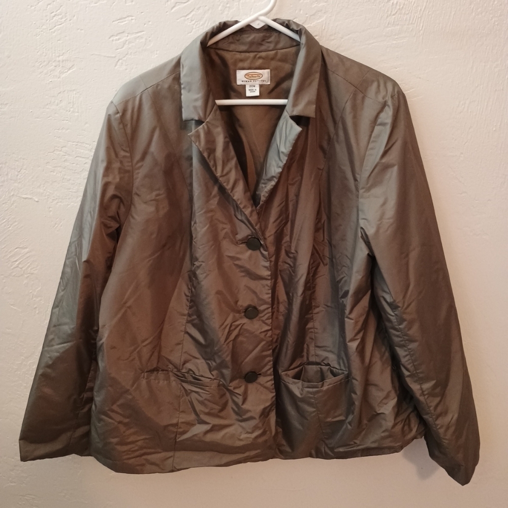 Talbots Women's Size 20W Green  Button Front Nylon Poly Casual Jacket